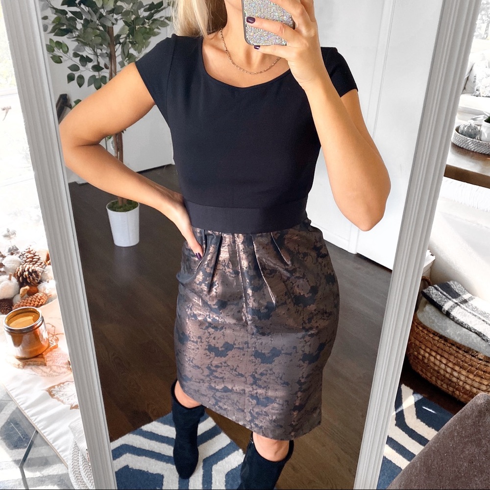 ✨ MARKS & SPENCER AUTOGRAPH BLACK ROSE GOLD 2-in-1 SHORT SLEEVE DRESS!